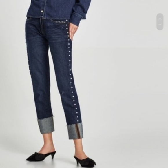 zara jeans pearls 